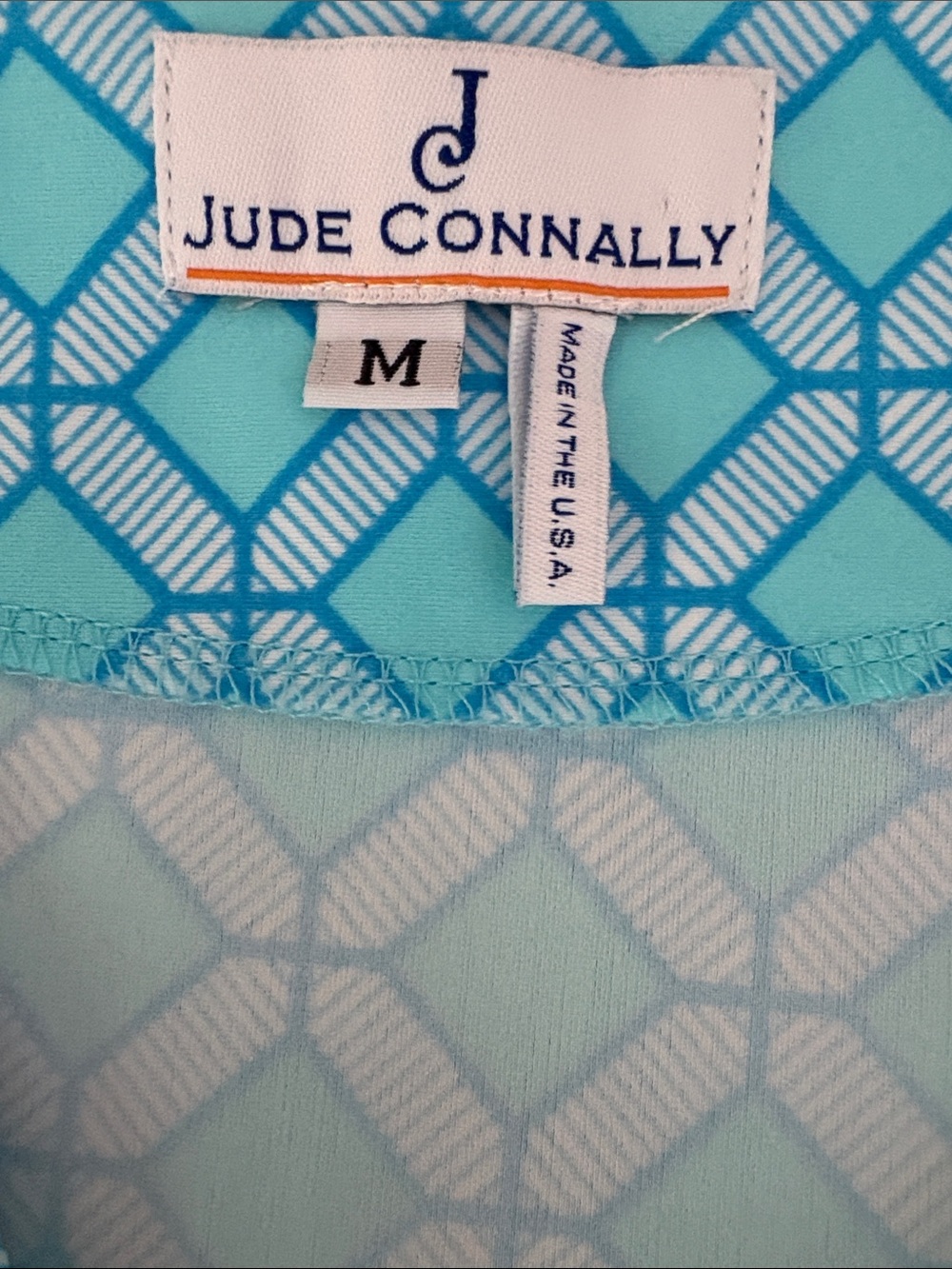 Jude Connally Aqua Blue Geometric V-Neck Sleeveless Top - Picture 3 of 4